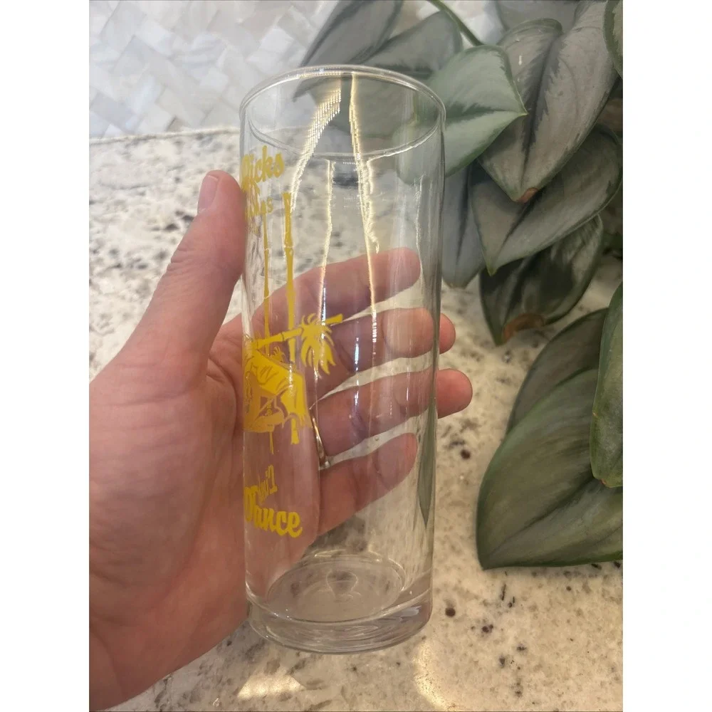 Dirty Dicks DRINK GLASS NASSAU BAHAMAS Vintage Bachelor bachelorette Caribbean